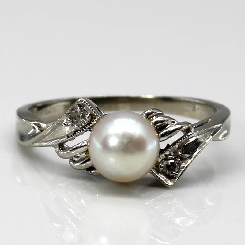 Bypass Pearl & Diamond Ring | 0.03ctw | SZ 5 |