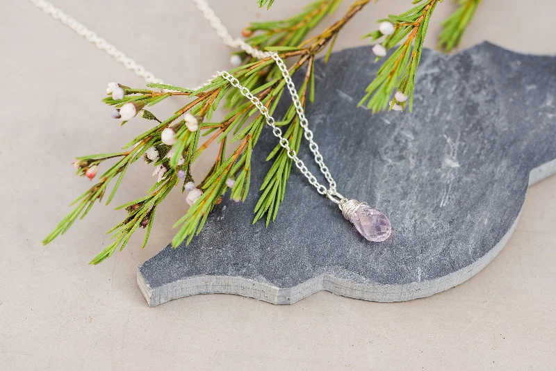 Wrapped Amethyst Crystal Necklace