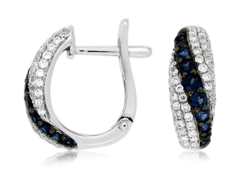 Sapphire and Diamond Huggie Earrings