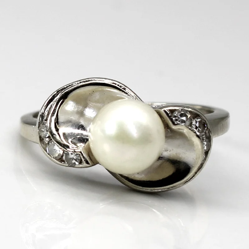 Bypass Pearl & Diamond Ring | 0.05ctw | SZ 6 |