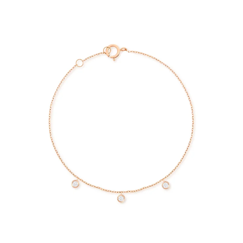 Dangling 18K Rose Gold Bracelet w. Diamonds