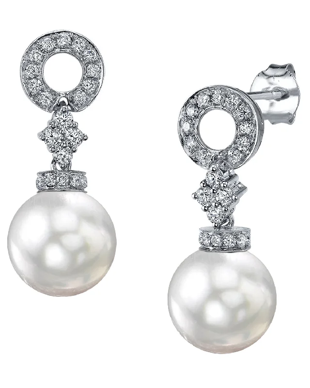 White South Sea Pearl & Diamond Royale Dangle Earrings