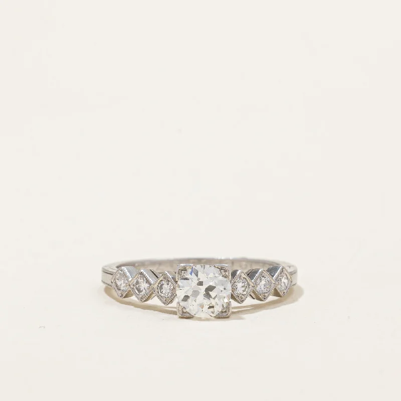 1935 Diamond Art Deco Engraved Engagement Ring | 0.54ctw | SZ 4.5 |