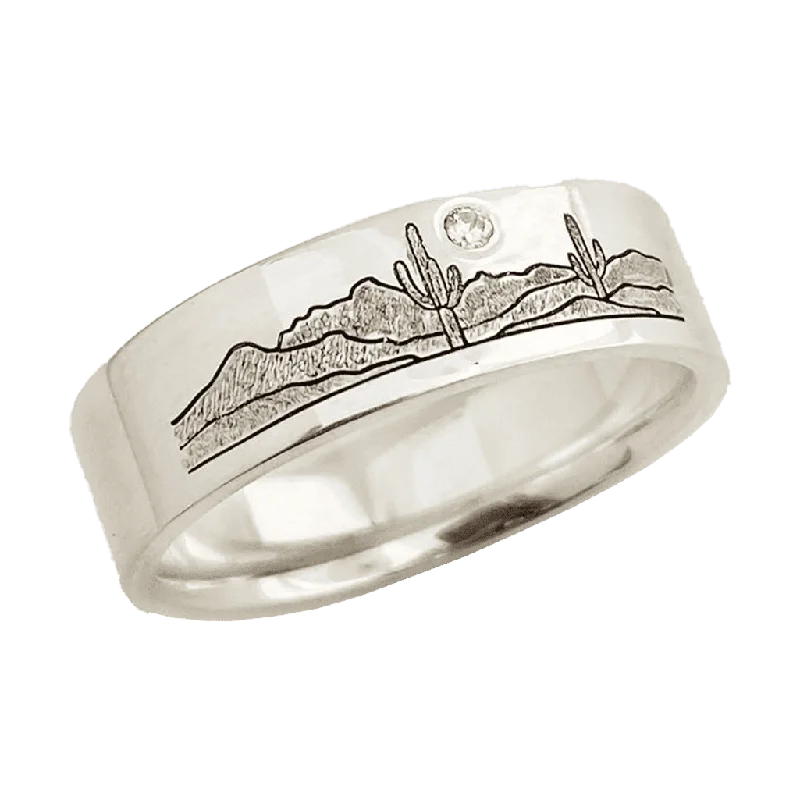 Desert Landscape Wedding Band 6mm