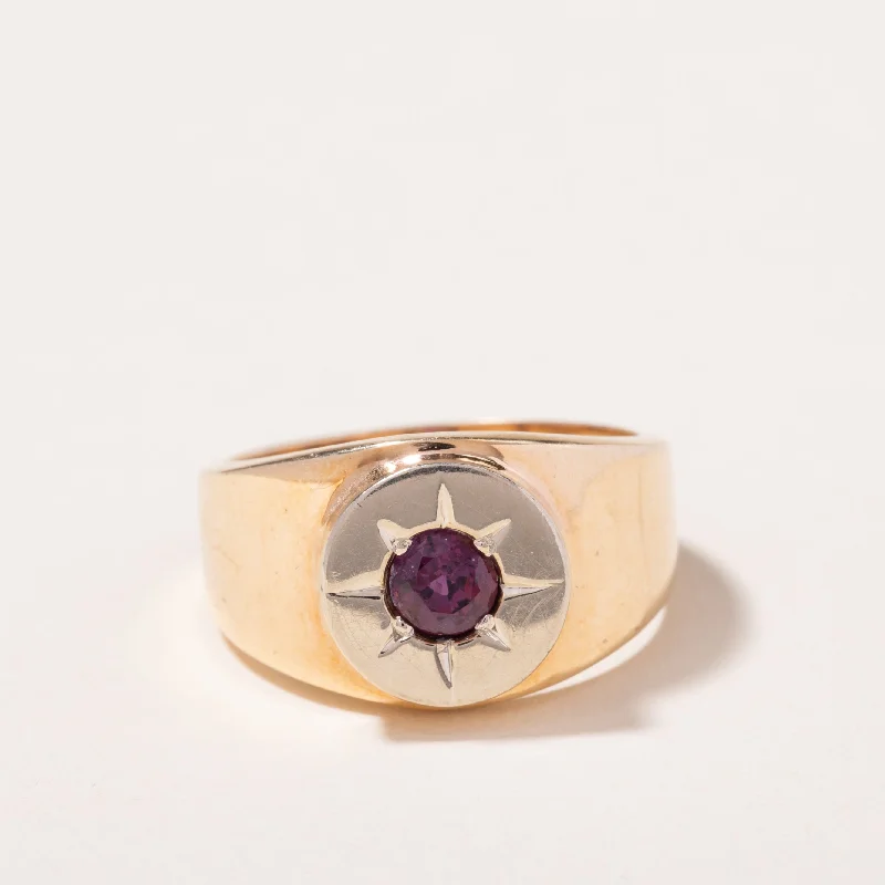 10-14k Two Tone Gold Ruby Ring | 0.64ct | SZ 9.75