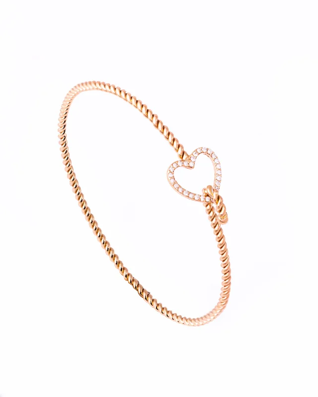 Heart 18K Gold, Whitegold or Rosegold Bracelet w. Diamonds