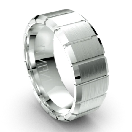 Vertical Grooves Pattern Platinum Wedding Ring