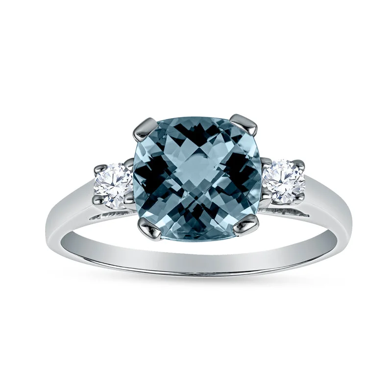 Gemstone Cushion Cut Diamond Ring 14K Gold