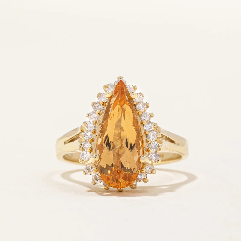 Topaz & Diamond Halo Cocktail Ring | 2.30ct, 0.12ctw | SZ 8.25 |