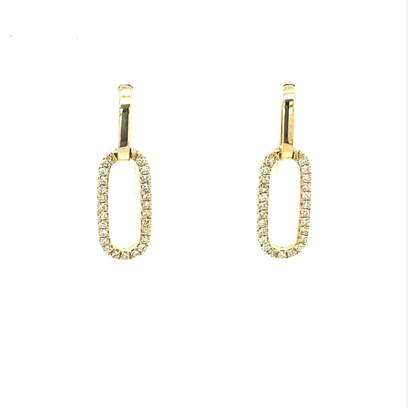 Diamond Paperclip Design Earrings