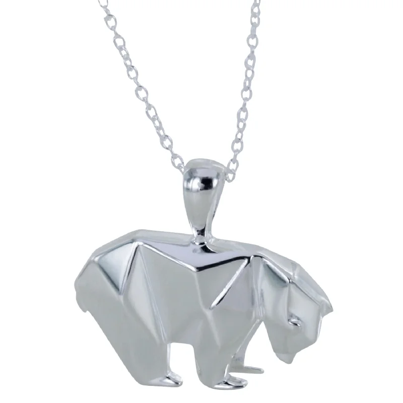 Sterling Silver Origami Polar Bear Necklace