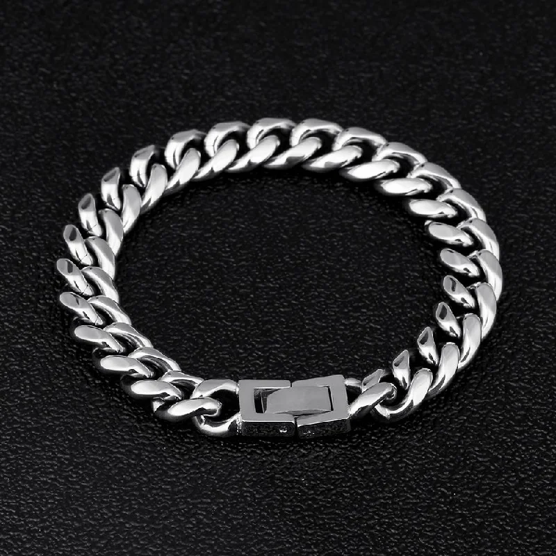 10mm Miami Cuban Link Bracelet White Gold Plated