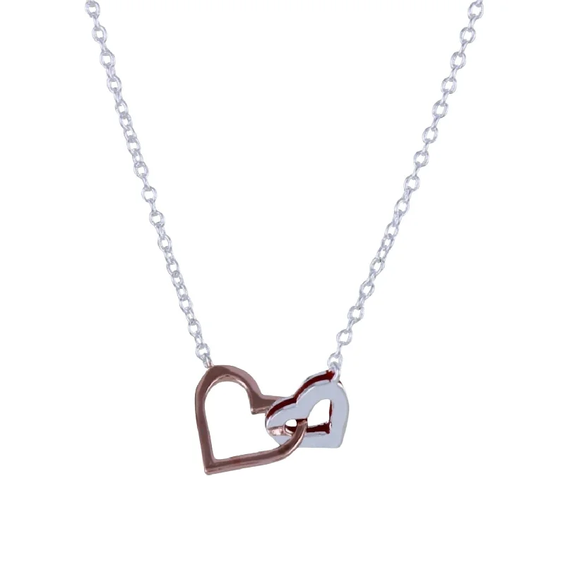 Entwined Hearts Sterling Silver and Rose Gold Plated Necklace