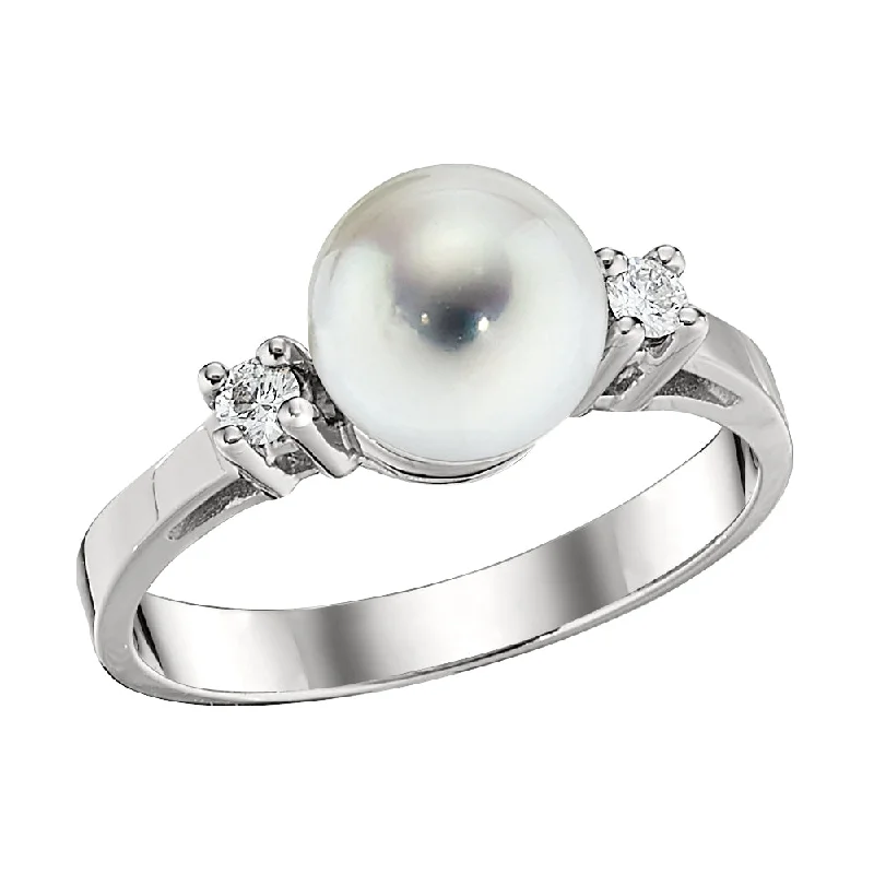 Classic Cultured Pearl and Diamond Ring