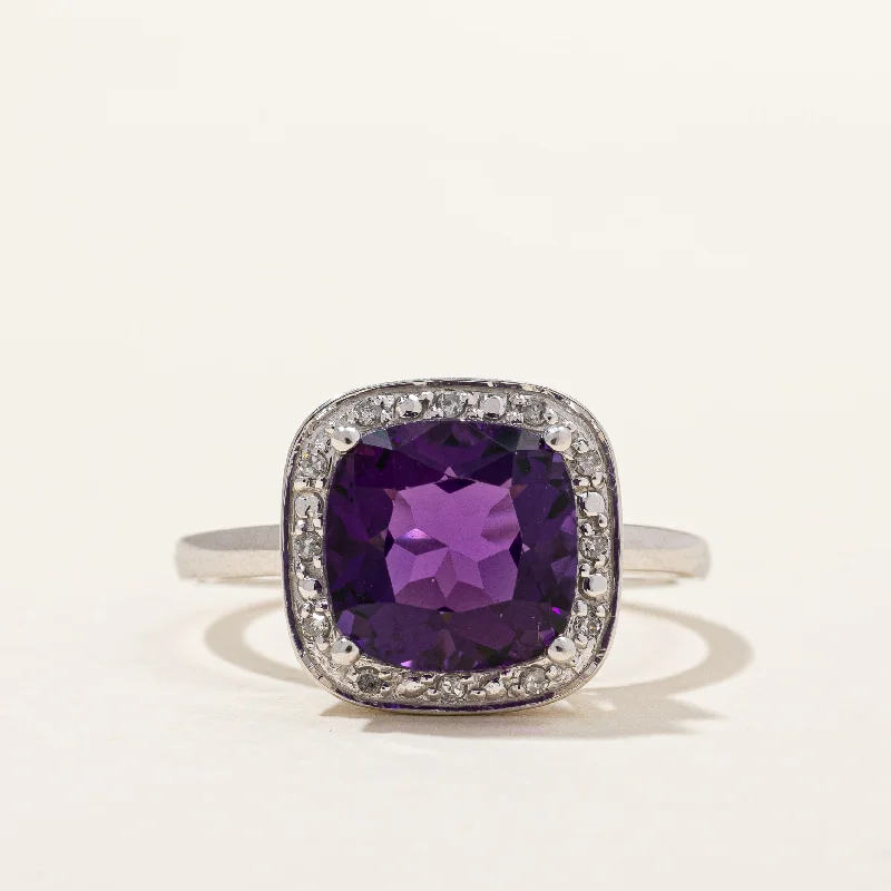 Amethyst & Diamond Halo Cocktail Ring | 2.50ct, 0.06ctw | SZ 7.25 |