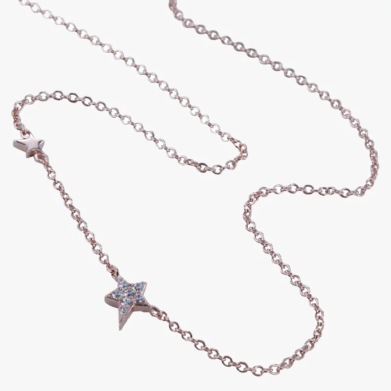 Sterling Silver Starry Night Pave Necklace