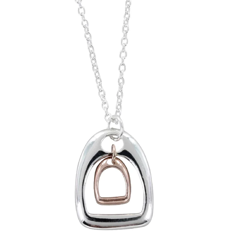 Sterling Silver Pair of Stirrups Necklace