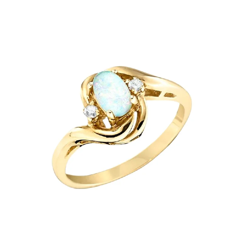 Bypass Opal and Diamond Ring