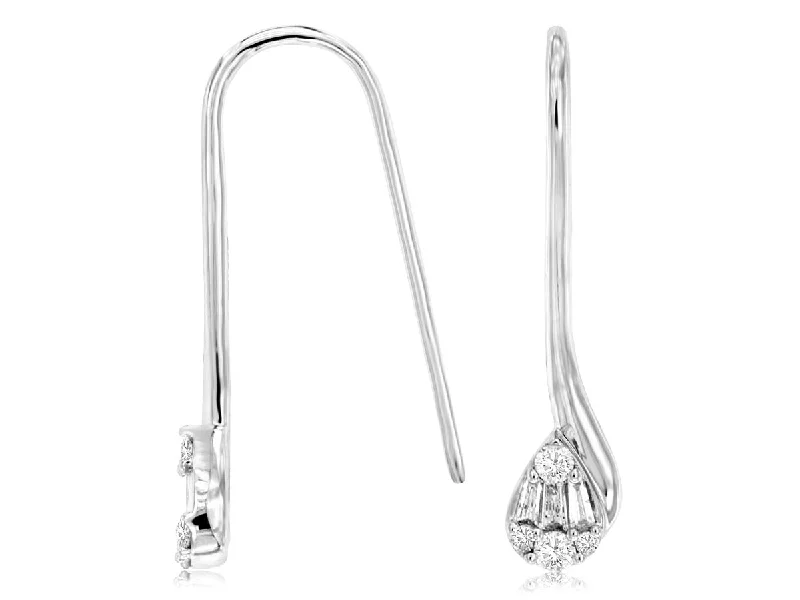 Baguette and Round Diamond Threader Earrings