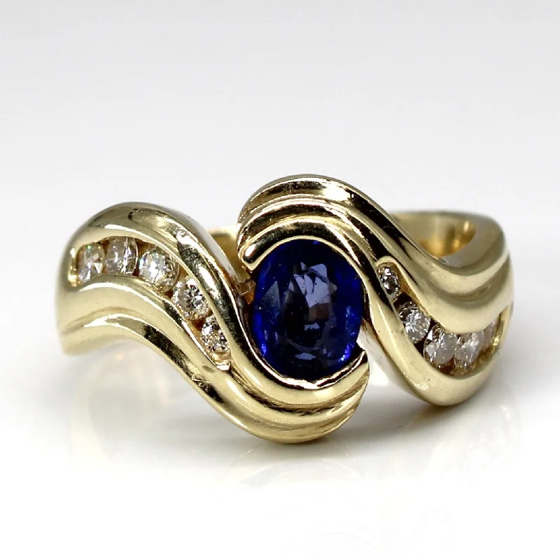 Bypass Synthetic Sapphire & Diamond Ring | 0.60ct | 0.28ctw | SZ 8.5 |