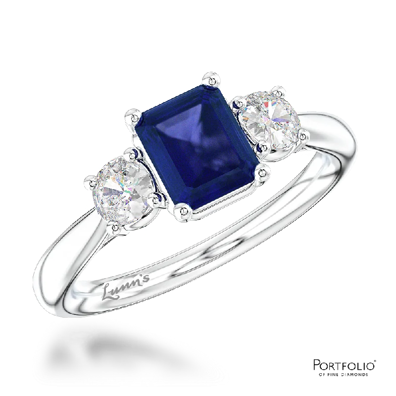 Three Stone 1.43ct Sapphire Platinum Ring