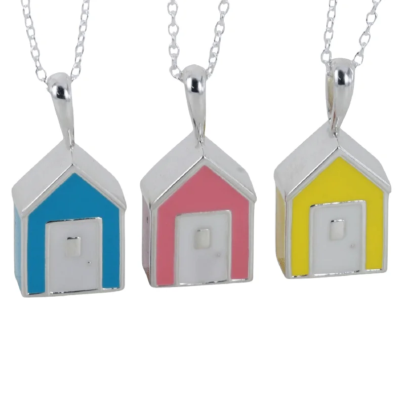 Beach Hut Sterling Silver and Enamel Necklace