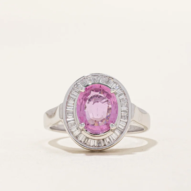 Pink Sapphire & Diamond Halo Ring | 2.03ct, 0.45ctw | SZ 9.25 |