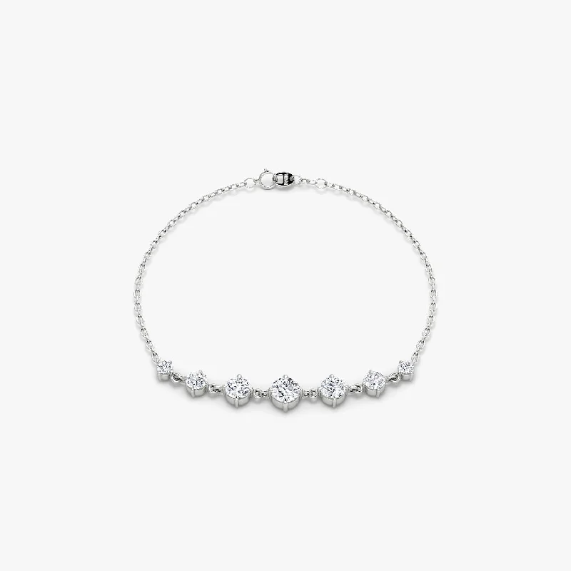 Linked 14K White Gold Tennis Bracelet w 0.85ct Lab-Grown Diamonds