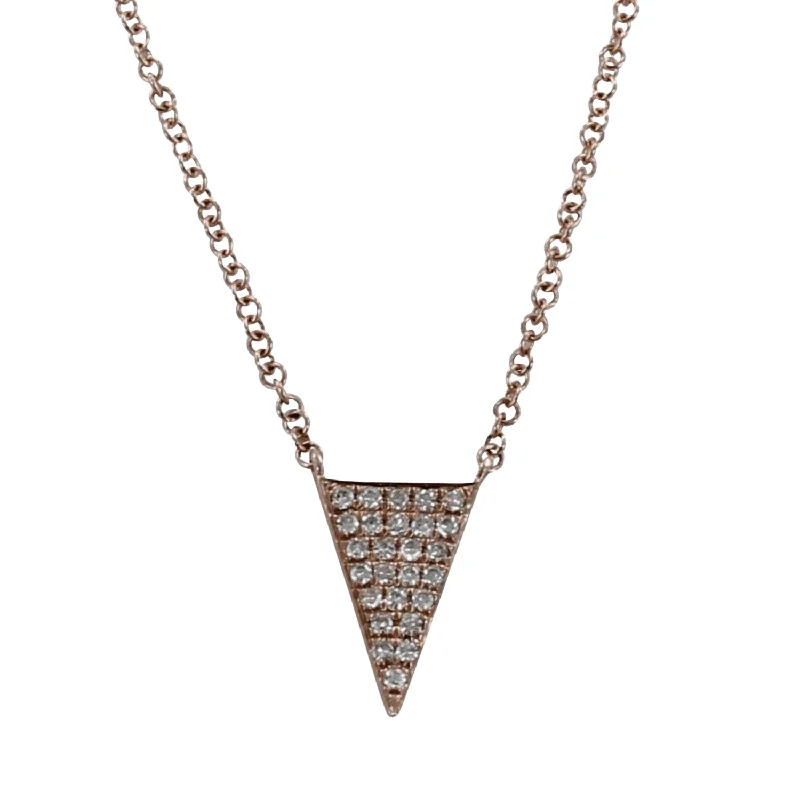 Stunning 14K Solid Gold and Diamond Triangle Design Necklace