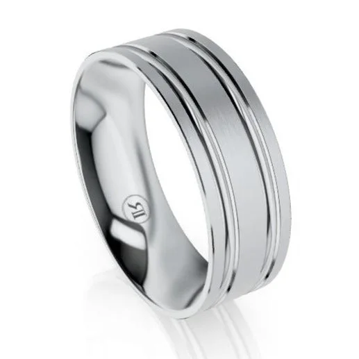 The Morrison Double Grooved Platinum Wedding Ring