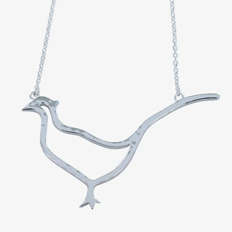 Sterling Silver Hammered Pheasant Necklace