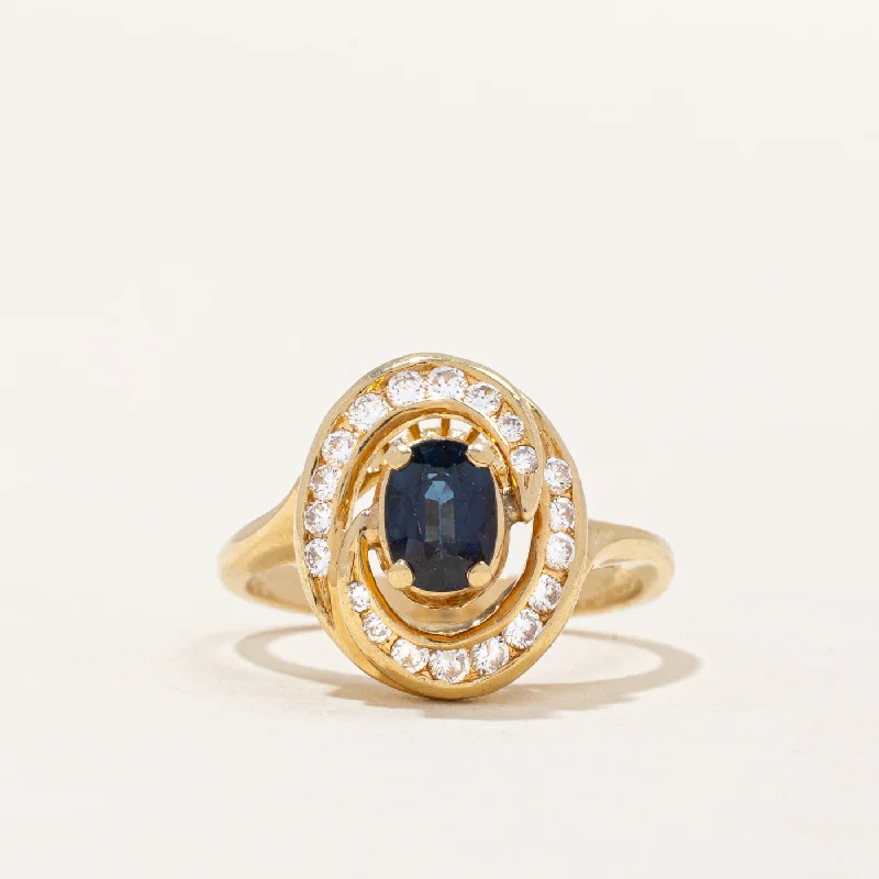 Sapphire & Diamond Halo Ring | 0.80ct, 0.24ctw | SZ 6 |