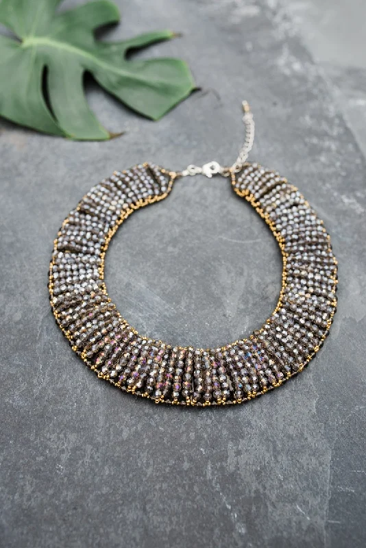 Grey and Gold Collar Necklace