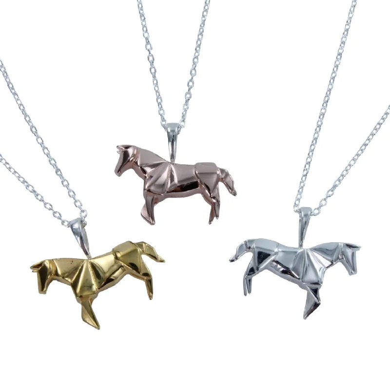 Sterling Silver Origami Horse Necklace