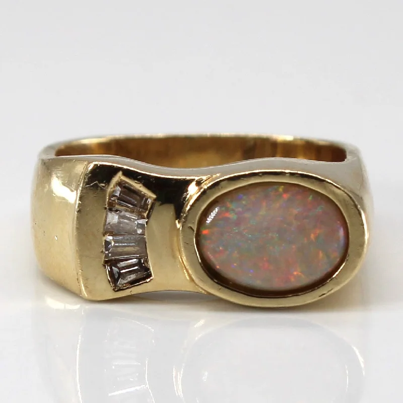 Bezel Set Opal & Diamond Ring | 0.38ct | 0.10ctw | SZ 6 |