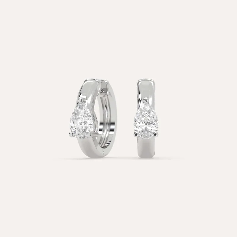 1 carat Pear Diamond Hoop Earrings