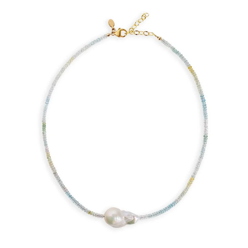 Ombre Aquamarine Baroque Pearl Necklace