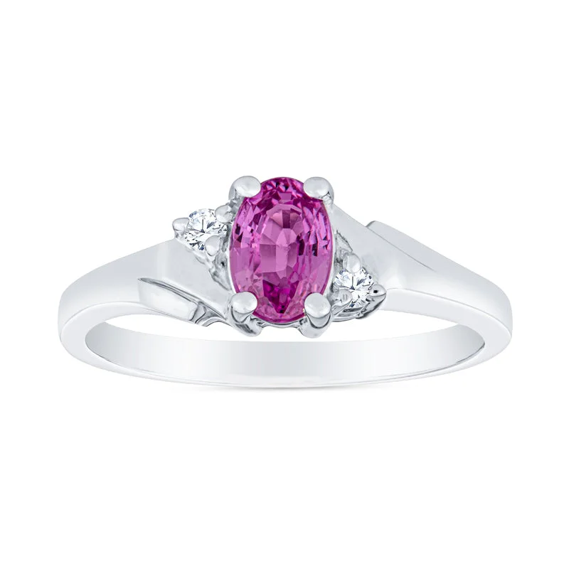 Oval Pink Tourmaline and Diamond Ring