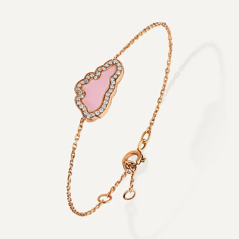 Allusia Love Pink Enamel 18K Rosegold Bracelet w. Diamonds