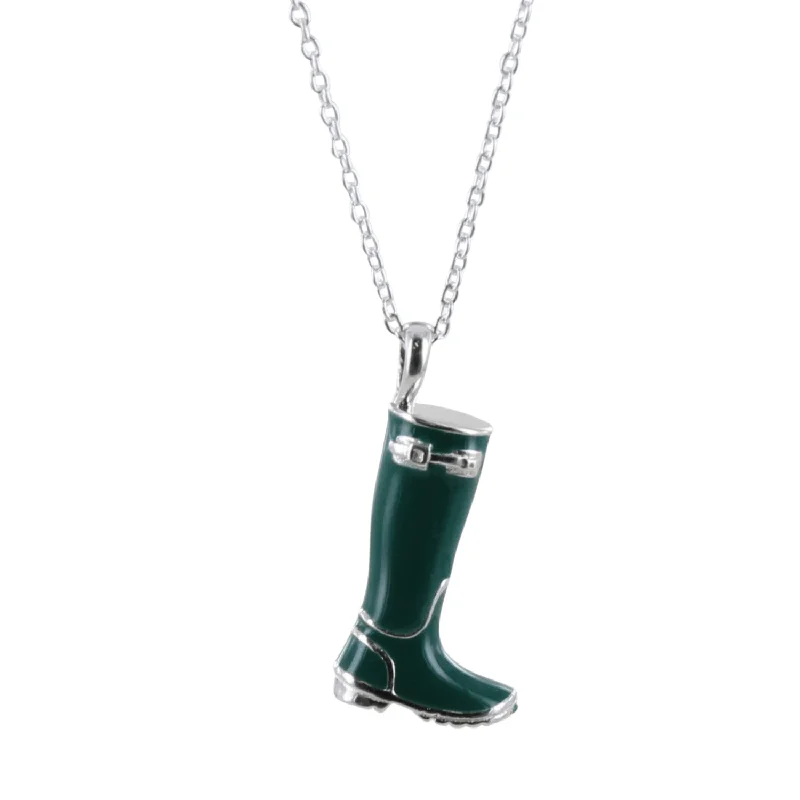 Sterling Silver and Coloured Enamel Welly Necklace