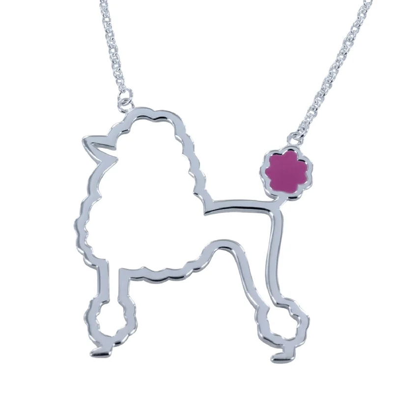 Sterling Silver and Enamel Poodle Dog Necklace