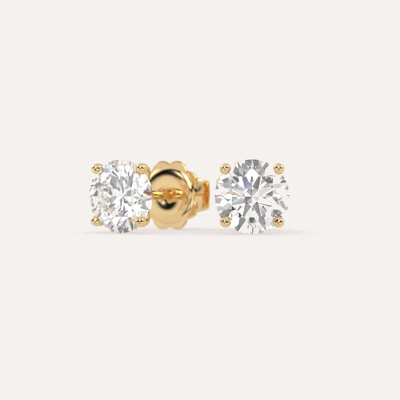 3 carat Round Diamond Stud Earrings