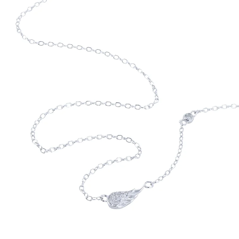 Angel Wing Pave Sterling Silver Necklace