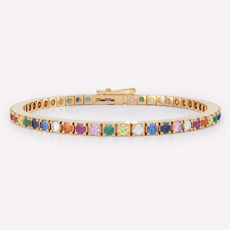 The LOEV Rainbow Tennis 18K Gold Bracelet w. Lab-Grown Diamonds