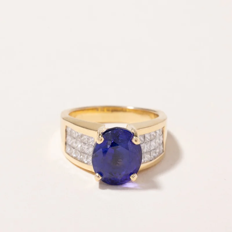 18k Yellow Gold Tanzanite and Diamond Ring | 5.47ct, 1.22ctw | SZ 7.5