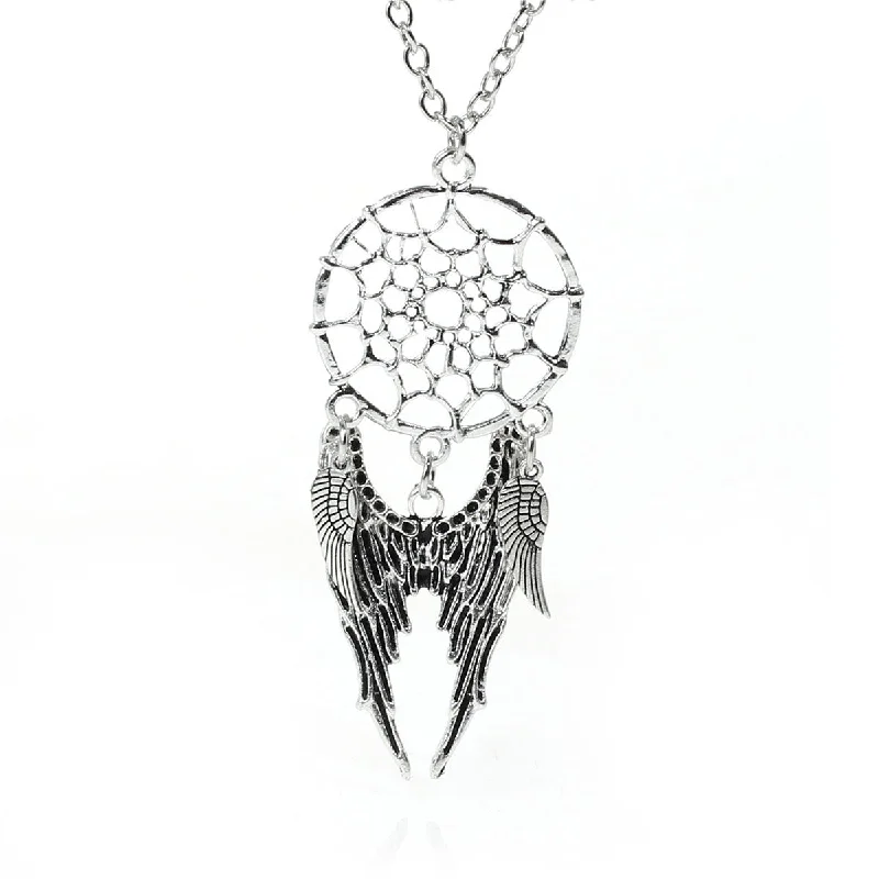 Angel Wing Dreamcatcher Pendant Necklace