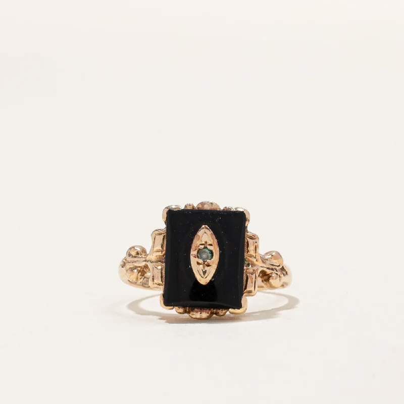 Vintage Canadian Onyx & Seed Pearl Ring | 2.25ct | SZ 4.75 |