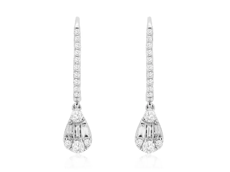 Diamond Teardrop Design Dangle Earrings