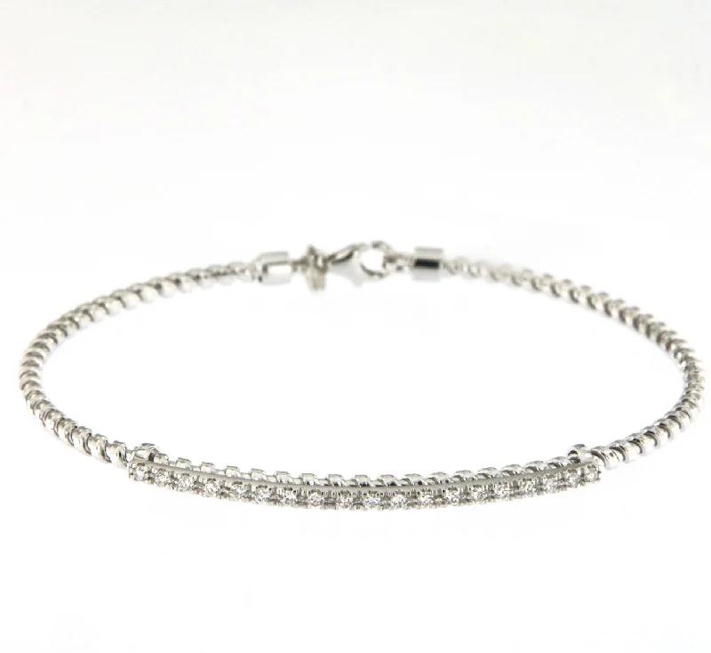 Tubogas Bar 18K White Gold Bracelet w. Diamonds