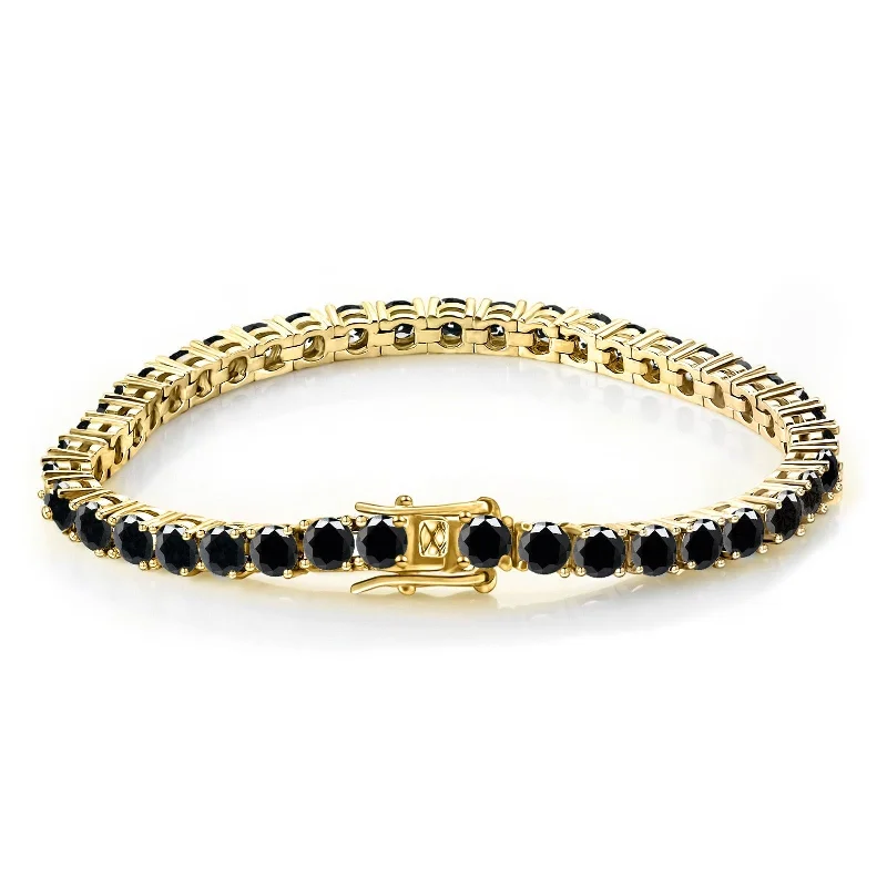 Black Moissanite Tennis Chain Bracelet in 14K Gold - 3mm